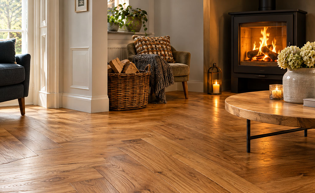 Natural oak floor interior